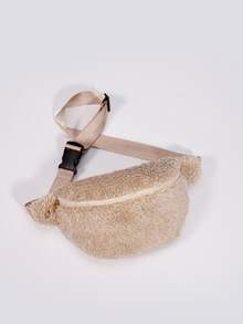 Soft, Fluffy, Fuzzy, Plush Casual, Fashion Minimalist Plush Waist Bag For Girls, Women, College Students, Rookies & White-collar Workers For Autumn & Winter, Warm Winter, Christmas, For Fall, Winter Essential, For Christmas Gift - Apricot - View 5