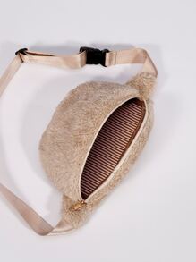 Soft, Fluffy, Fuzzy, Plush Casual, Fashion Minimalist Plush Waist Bag For Girls, Women, College Students, Rookies & White-collar Workers For Autumn & Winter, Warm Winter, Christmas, For Fall, Winter Essential, For Christmas Gift - Apricot - View 6