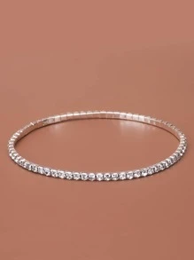 1pc Sparkling Rhinestone Elastic Women's Anklet, Fashionable Daily Accessory - Silver - View 12