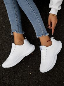 Của phụ nữ Giày Chạy bộ , Trắng , Đường bộ  chạy , Chữ cái Hình dán Trang trí , Lace-up , Mặt trước Dây buộc - trắng - Xem 1