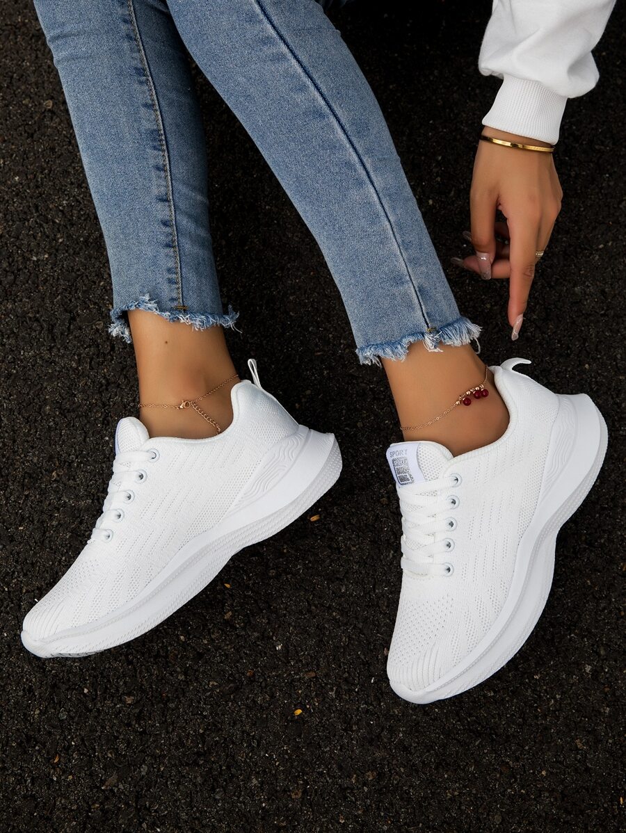 Của phụ nữ Giày Chạy bộ , Trắng , Đường bộ  chạy , Chữ cái Hình dán Trang trí , Lace-up , Mặt trước Dây buộc - trắng - Xem 1