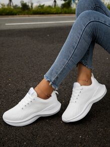 Của phụ nữ Giày Chạy bộ , Trắng , Đường bộ  chạy , Chữ cái Hình dán Trang trí , Lace-up , Mặt trước Dây buộc - trắng - Xem 3