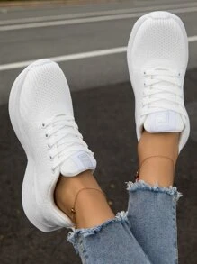 Của phụ nữ Giày Chạy bộ , Trắng , Đường bộ  chạy , Chữ cái Hình dán Trang trí , Lace-up , Mặt trước Dây buộc - trắng - Xem 4