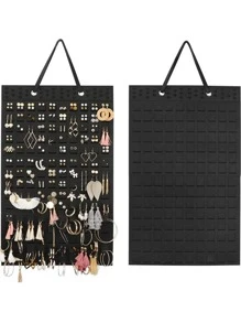 1pc Multi-grid Hanging Jewelry Bag - Black - View 1