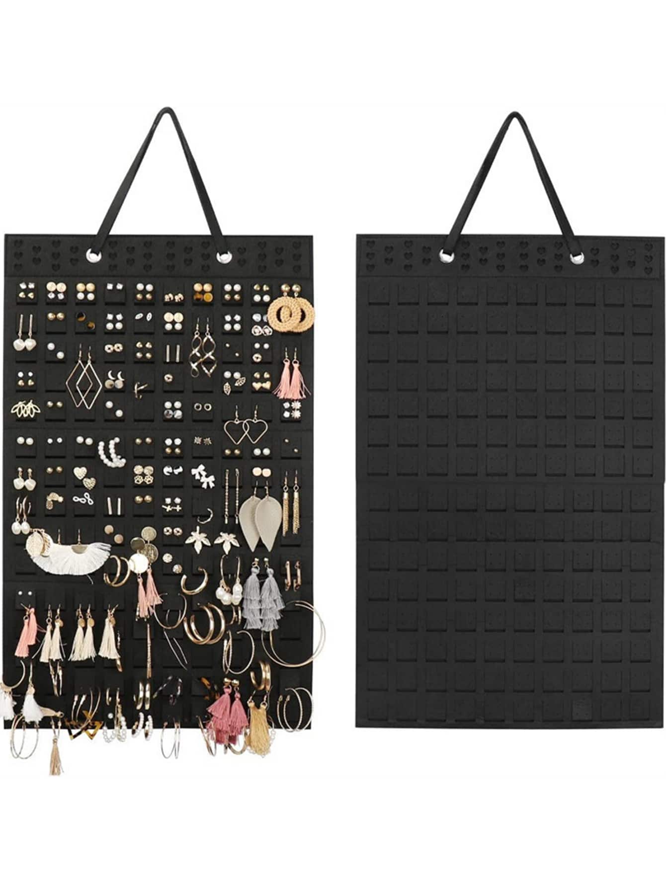 1pc Multi-grid Hanging Jewelry Bag - Black - View 1