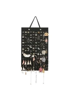 1pc Multi-grid Hanging Jewelry Bag - Black - View 2