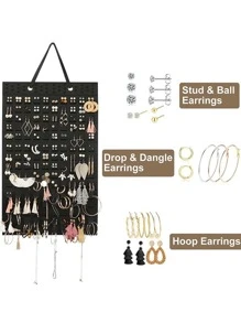 1pc Multi-grid Hanging Jewelry Bag - Black - View 3