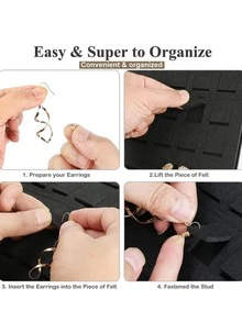 1pc Multi-grid Hanging Jewelry Bag - Black - View 5