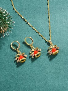 3 piezas Set joya Navidad con diseño de diamante de imitación - Multicolor - Ver 1