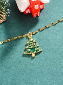3pcs Christmas Rhinestone Detail Santa Claus Decor Jewelry Set - Multicolor - View 2
