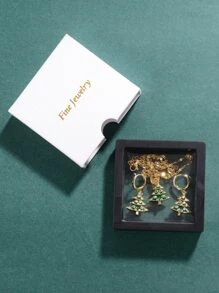 3pcs Christmas Rhinestone Detail Santa Claus Decor Jewelry Set - Multicolor - View 3