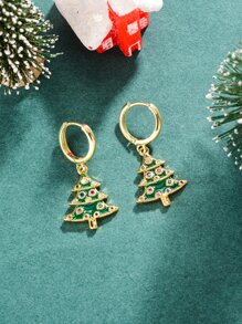 3pcs Christmas Rhinestone Detail Santa Claus Decor Jewelry Set - Multicolor - View 5