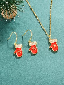 3 piezas Navidad Set joya Guante & diamante de imitación - Multicolor - Ver 1