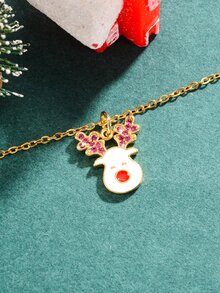 3 piezas Set joya Navidad con diseño de diamante de imitación alce - Multicolor - Ver 7