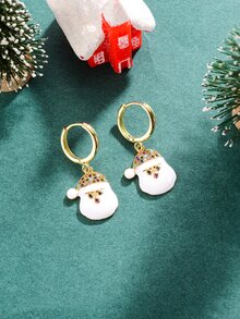 3 piezas Set joya Navidad con diseño de diamante de imitación Papá Noel - Multicolor - Ver 2