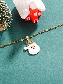 3 piezas Set joya Navidad con diseño de diamante de imitación Papá Noel - Multicolor - Ver 4