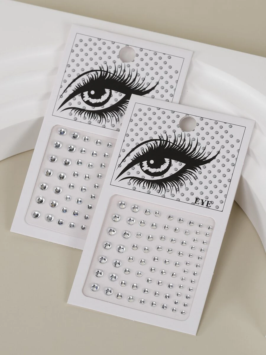 2 st strass ögontatuering klistermärken - Vitt - Visa 1
