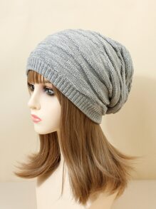 chiếc mũ dệt kim dày có họa tiết vảy cá màu xám dành cho nữ với mũ len để mặc hàng ngày và các môn thể thao ngoài trời trên tuyết, giữ ấm - Xám - Xem 11