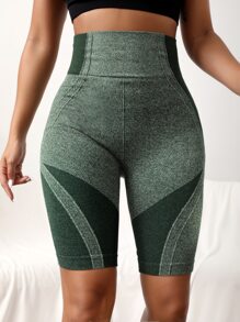 Yoga Futuristic 雙色收復運動短褲 - 綠色 - 查看 4