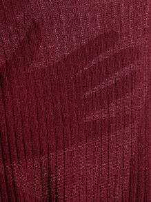 SHEIN Essnce Rib-knit Split Hem Dress - Maroon - View 6