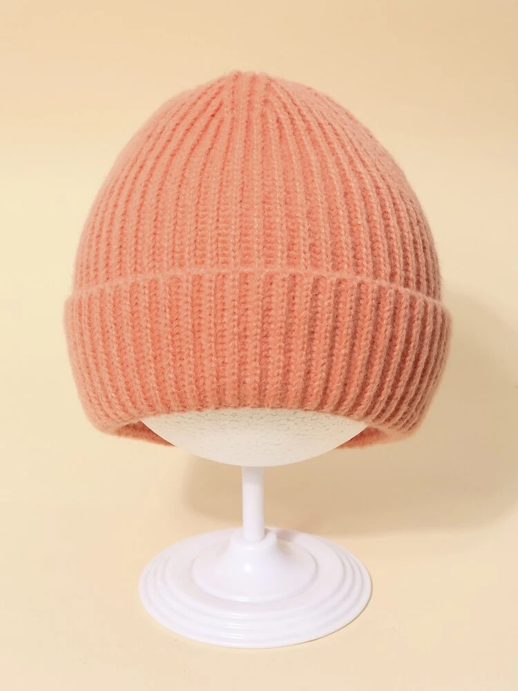 1pc Solid Color Warm Winter Fashion Simple Baby Knitted Hat