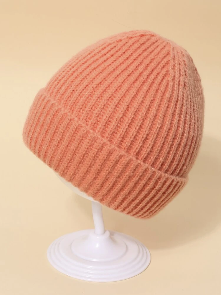 1pc Solid Color Warm Winter Fashion Simple Baby Knitted Hat