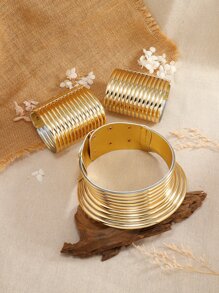 1pc Snap Button Choker & 2pcs Bracelet - Vàng - Xem 1