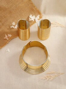 1pc Snap Button Choker & 2pcs Bracelet - Vàng - Xem 3