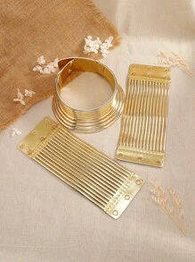 1pc Snap Button Choker & 2pcs Bracelet - Vàng - Xem 5