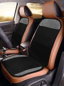 2pcs Rhinestone Decor Car Seat & Seat Back Cushion Set