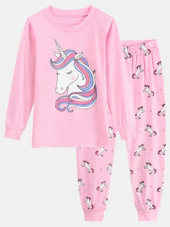 Chicas Conjunto de pijama con estampado de unicornio ajustado