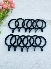 12 chiếc Vòng rèm trơn - màu đen - Xem 2