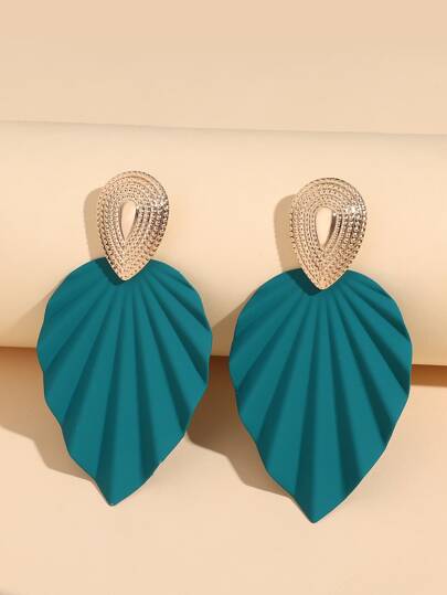 Pendants d'oreilles texturé feuille