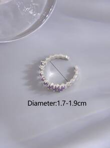 Cubic Zirconia Decor Cuff Ring - Purple - View 5