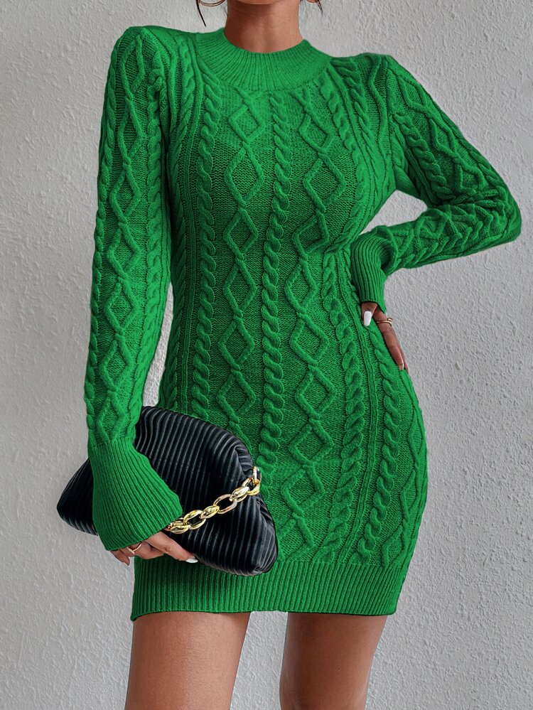 Cable Knit Backless Sweater Dress Fall Cloth For Women