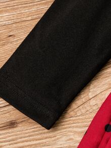 嬰兒蕾絲拼接波卡圓點網紗邊繫腰帶洋裝 - 彩色 - 查看 6