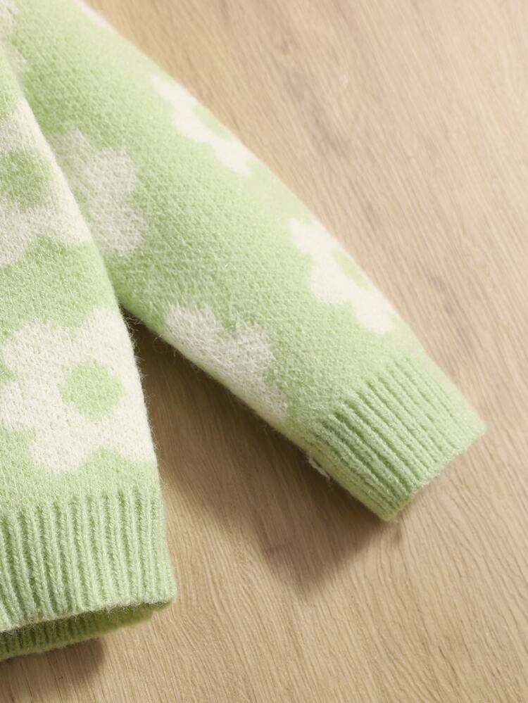 SHEIN 嬰兒花卉圖案開襟衫 - 薄荷綠 - 查看 4