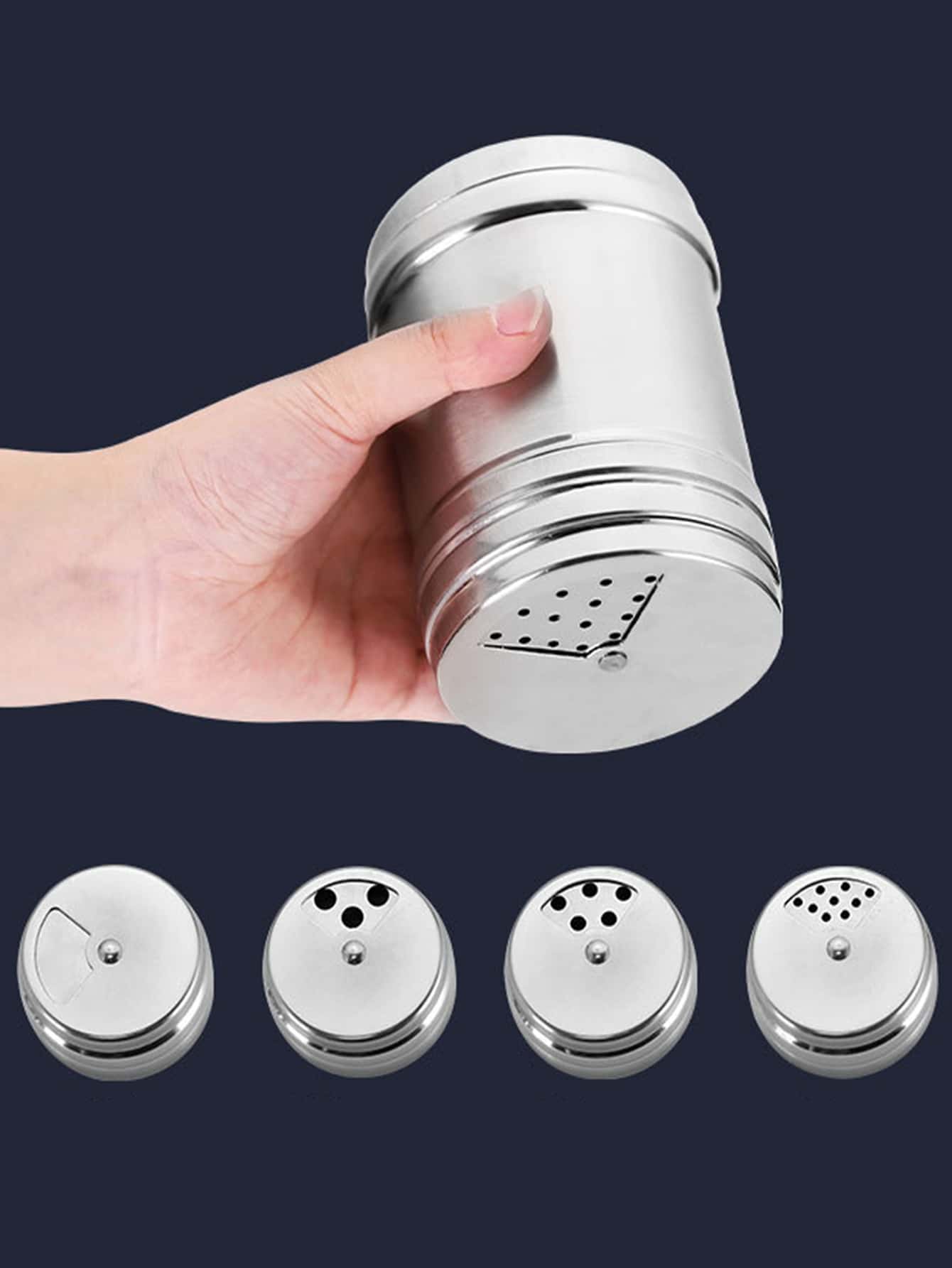 1pc Stainless Steel Spice Jar - Silver - View 1