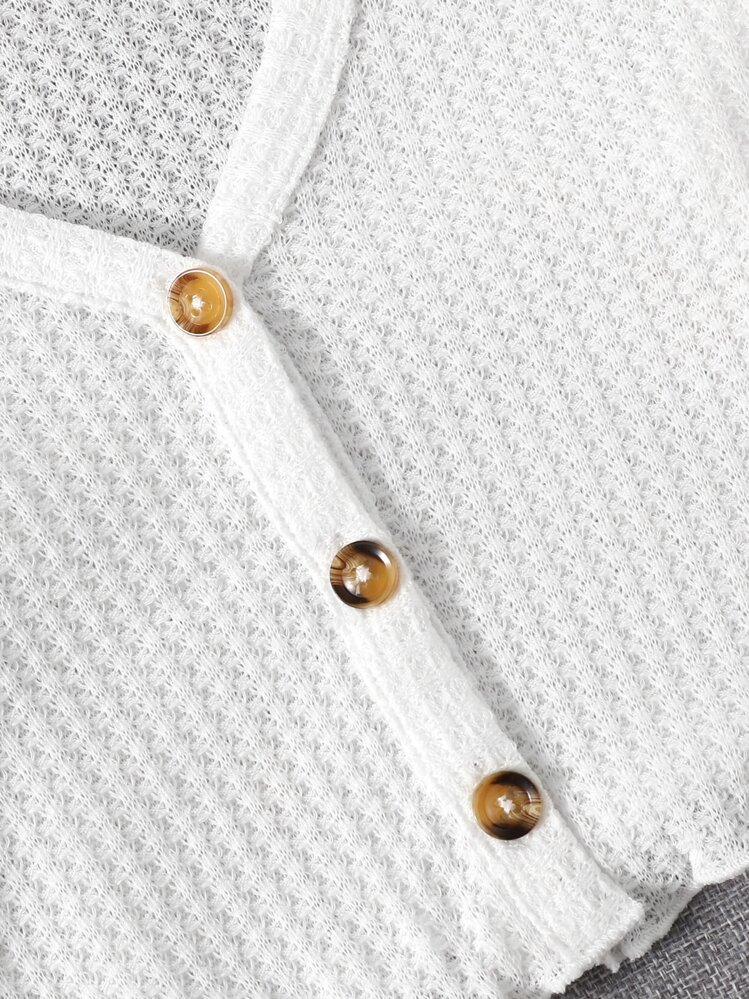 SHEIN EZwear Sallad Ordning Slätt Enkel T-Shirt - Vitt - Visa 4