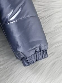 Baby Zipper Hooded Puffer Jumpsuit - Dusty Blue - View 5