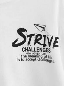 SHEIN 男童标语印花卫衣，适合春秋季日常穿着 - 白色 - 查看 4