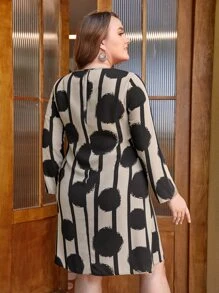 EMERY ROSE Plus Striped & Polka Dot Print Dress - Multicolor - View 2
