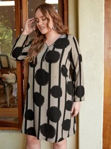 EMERY ROSE Plus Striped & Polka Dot Print Dress - Multicolor - View 4