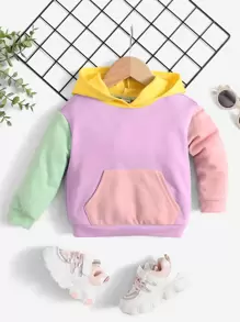 SHEIN Leap Crew Baby Colour Block Kangaroo Pocket Hoodie - Multicolor - View 1