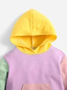 SHEIN Leap Crew Baby Colour Block Kangaroo Pocket Hoodie - Multicolor - View 3