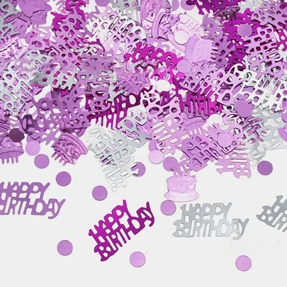1 Pack Assorted Purple And Silver Happy Birthday Confetti, 15g, Party Decoration,Christmas