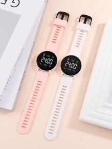 SHAARMS 2 piezas Set Reloj electrónico pareja redondo - Multicolor - Ver 2