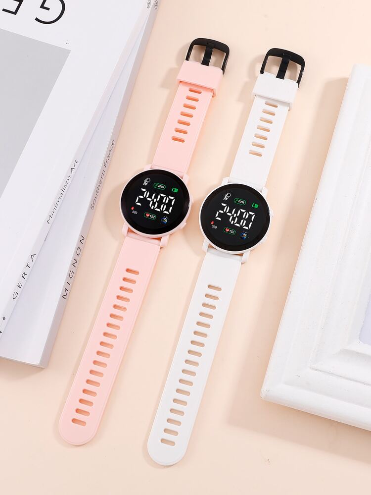 SHAARMS 2 piezas Set Reloj electrónico pareja redondo - Multicolor - Añade 2