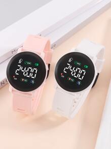 SHAARMS 2 piezas Set Reloj electrónico pareja redondo - Multicolor - Ver 4