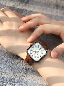 TOMI 1 chiếc đồng hồ nam dây da rỗng đẹp trai pin khô, thích hợp đeo hàng ngày khi đi làm và đi chơi, làm quà tặng cho học sinh trở lại trường - Cà phê nâu - Xem 2